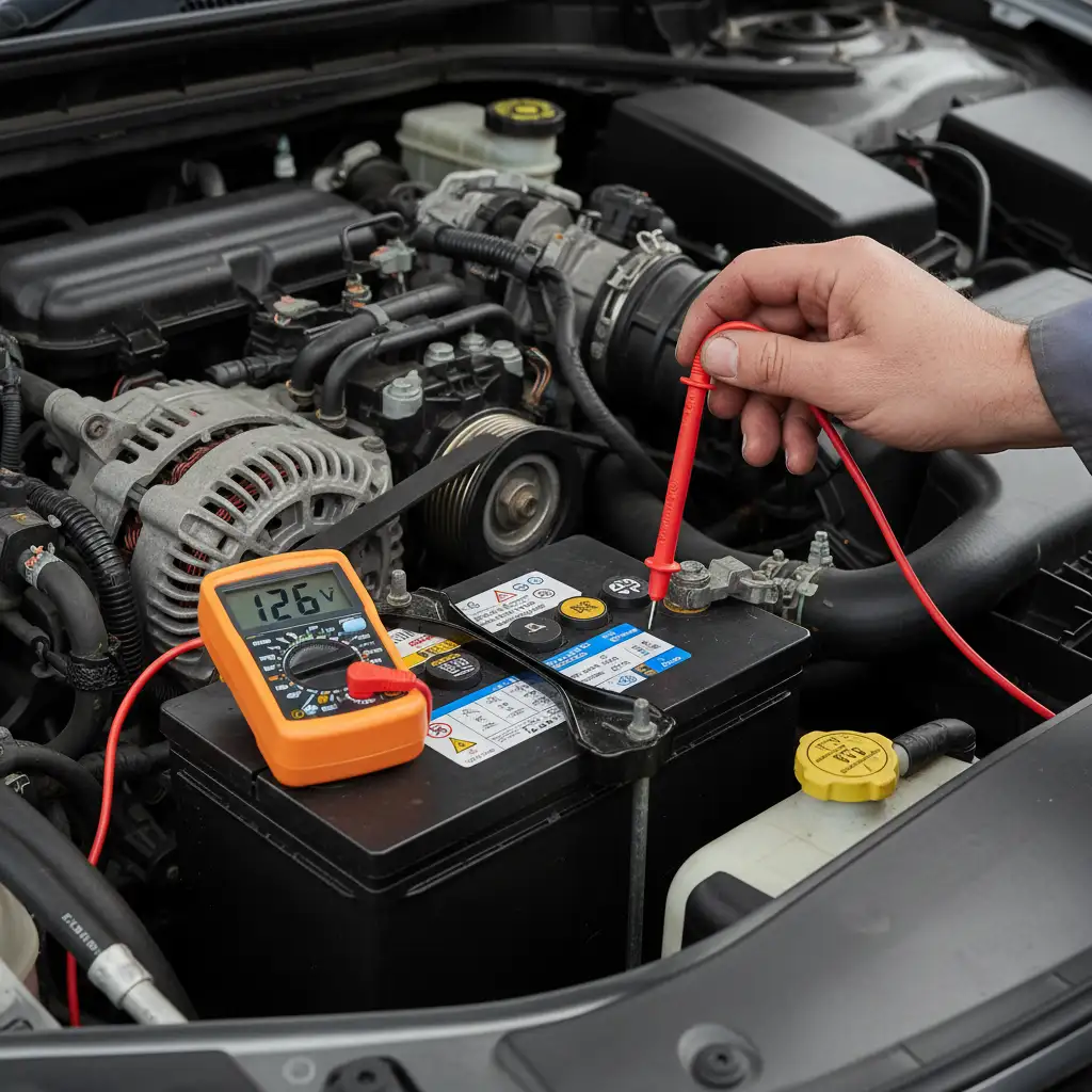 Testing car battery and alternator voltage