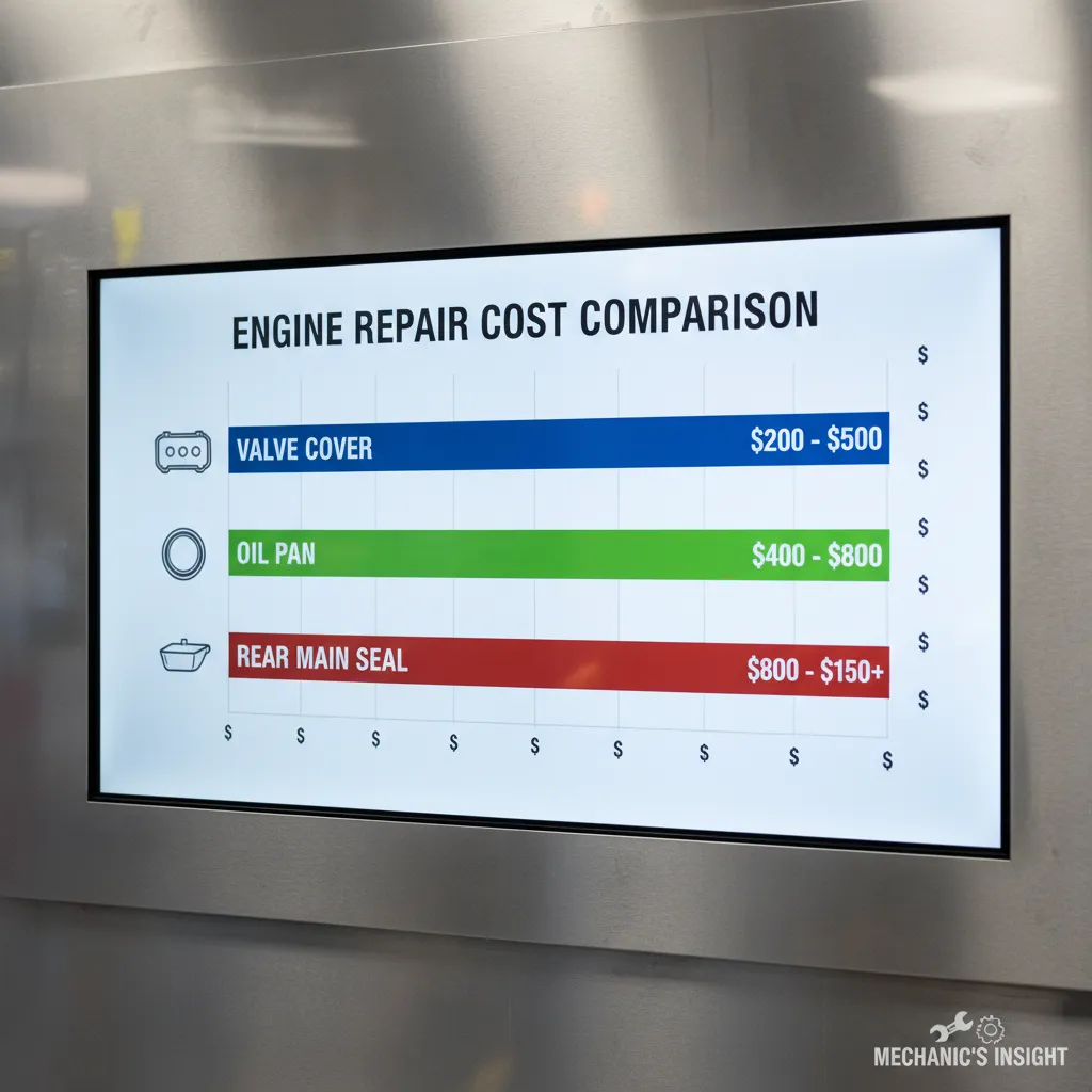 Chart comparing oil leak repair costs