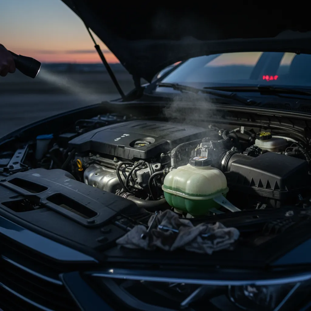 Steam rising from a car engine due to overheating causes
