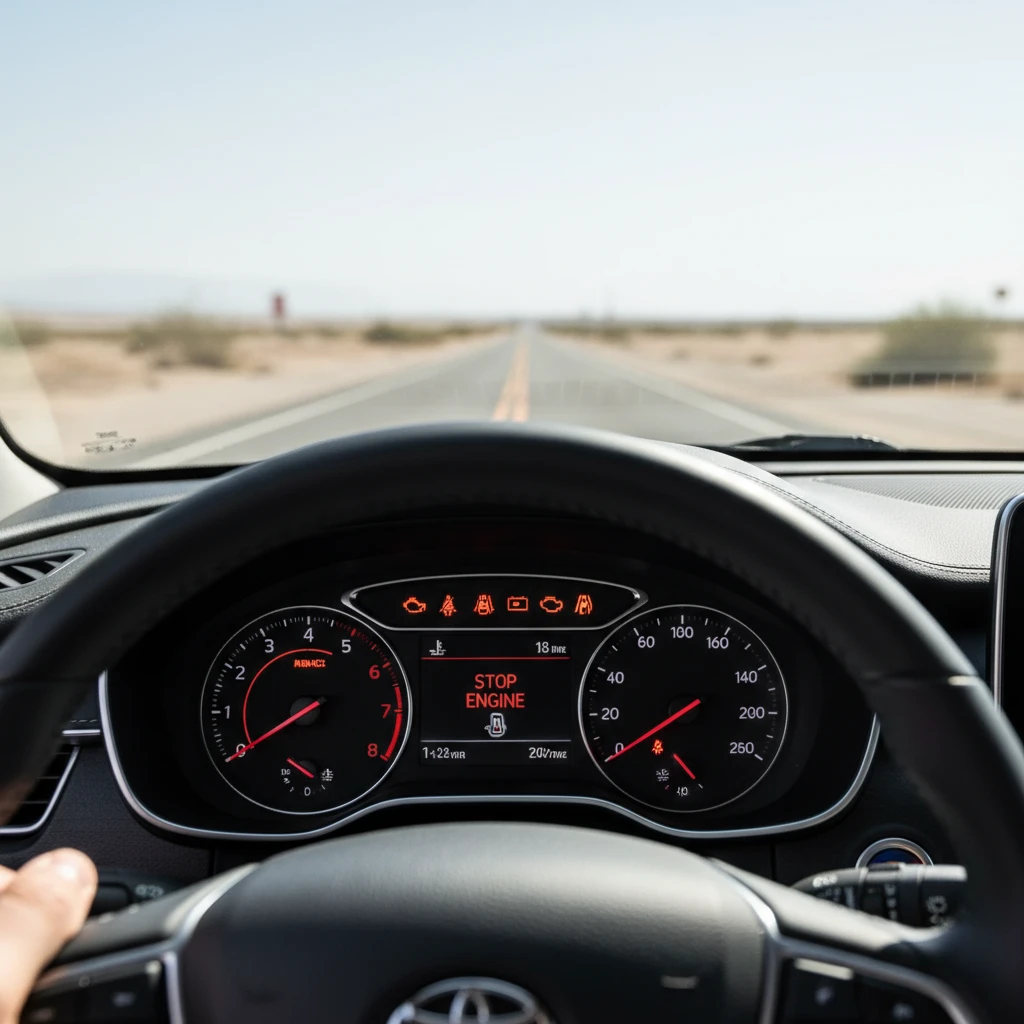 Car temperature gauge indicating overheating danger