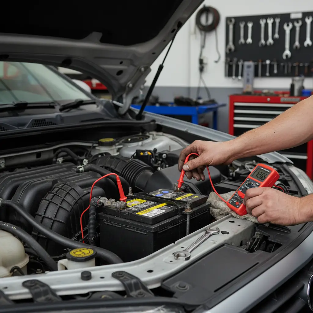 Testing car battery voltage