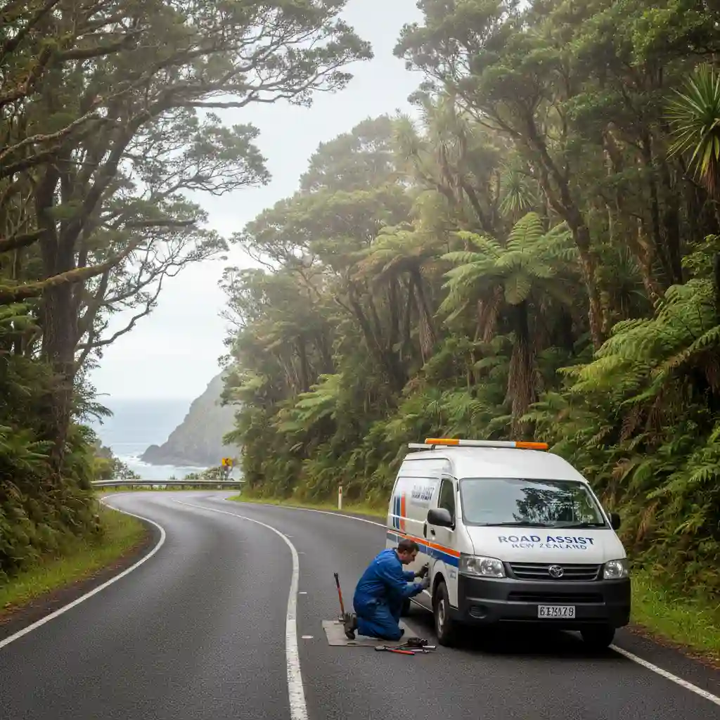 Mobile mechanic service vehicle in the Waitakere Ranges