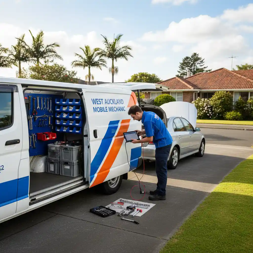 Mobile Mechanic performing diagnostics in a Henderson driveway