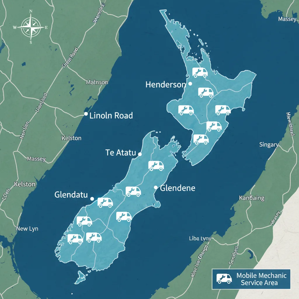 Map of Mobile Mechanic Service Areas in West Auckland