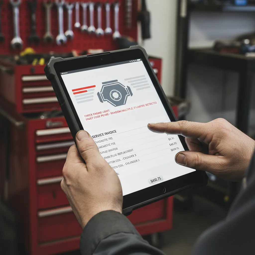 Digital invoicing and diagnostics for mobile mechanics