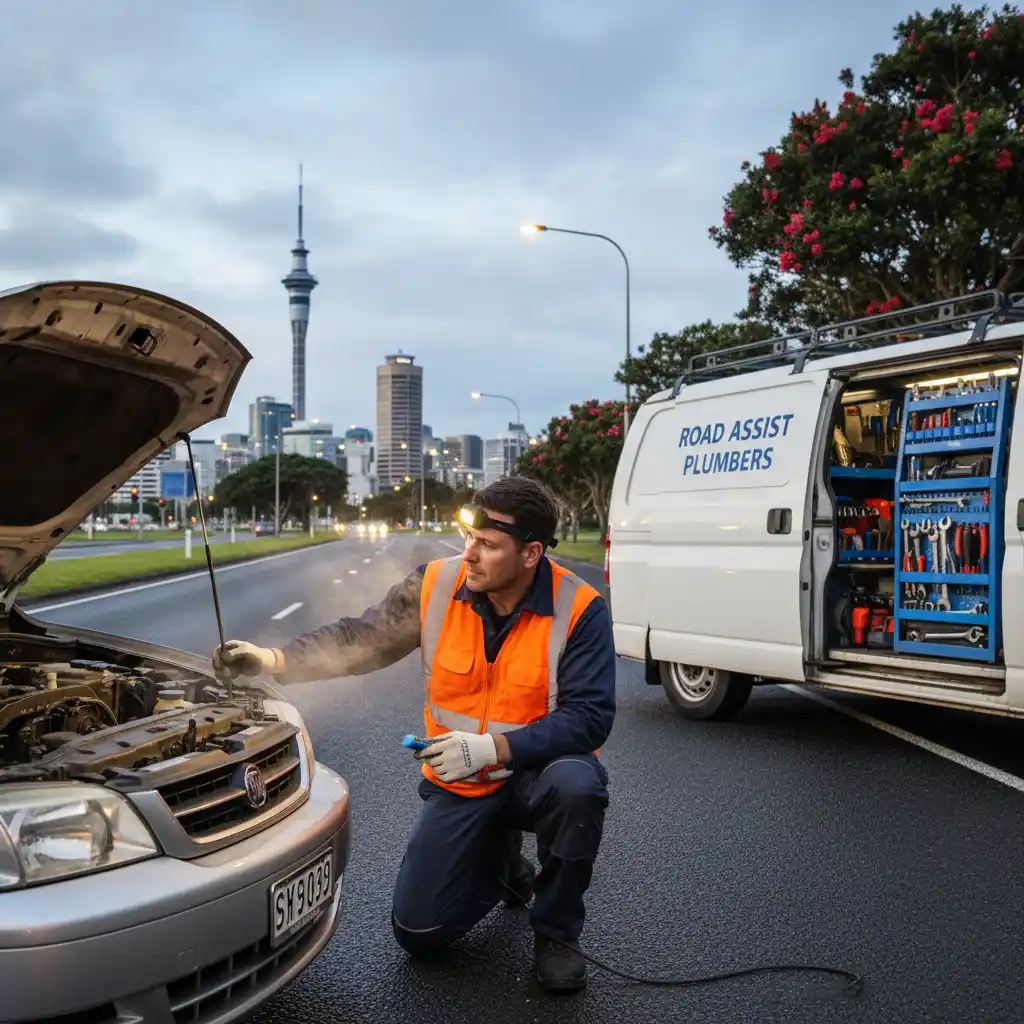 Mobile radiator repair mechanic inspecting an overheating vehicle in Auckland
