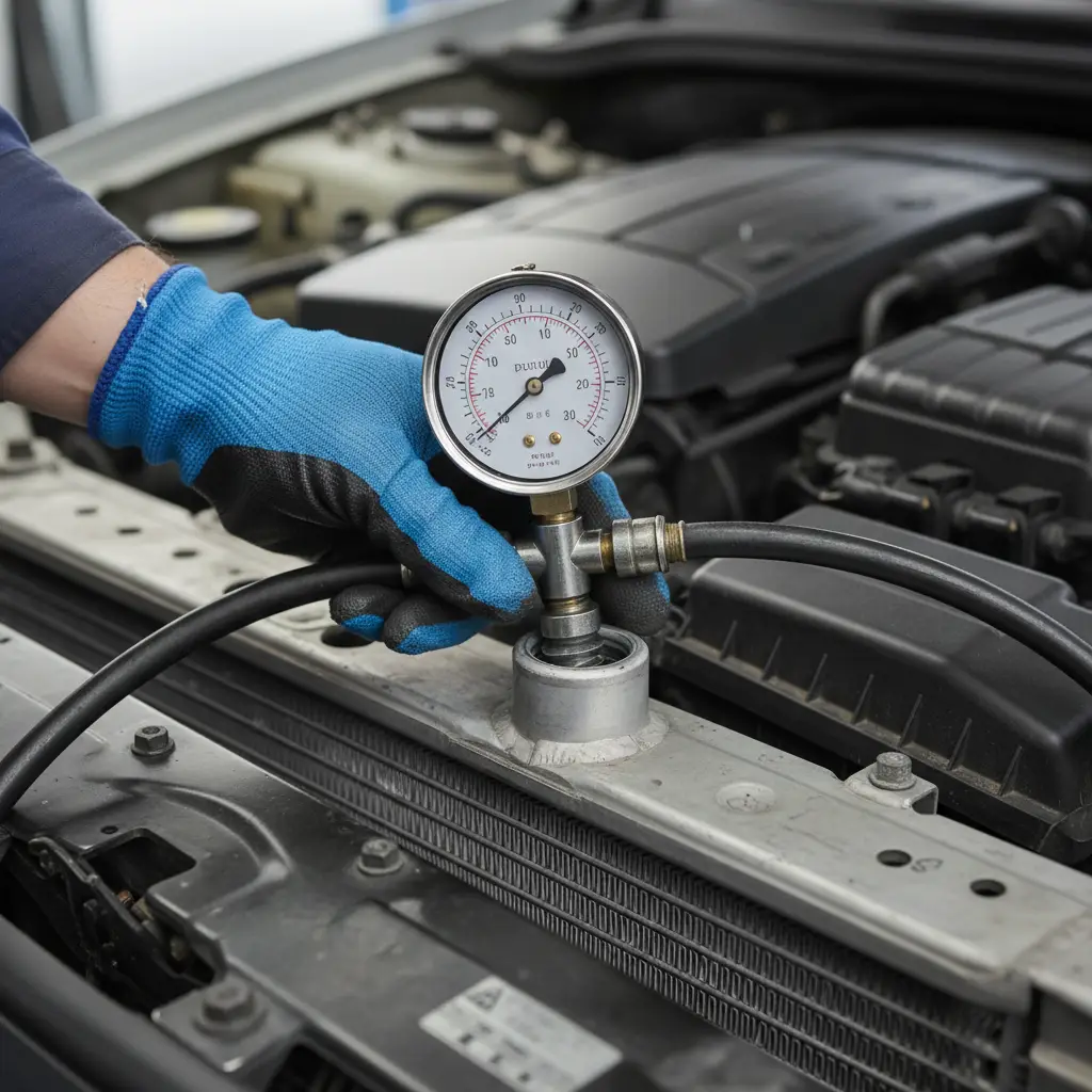 Pressure testing a car cooling system to find leaks