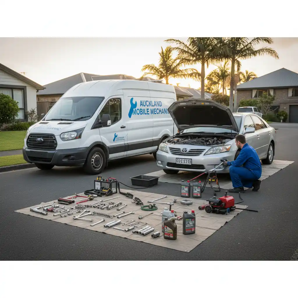 Auckland mobile mechanic performing on-site transmission service