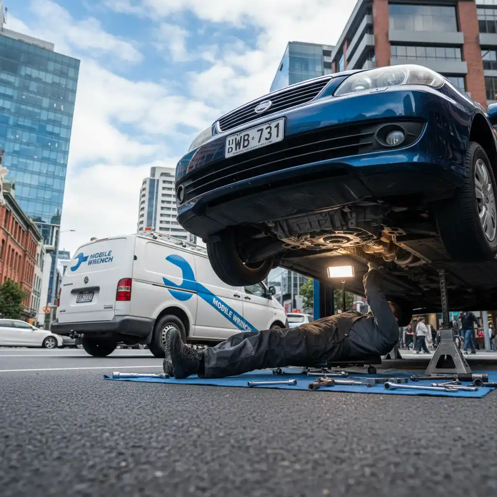 Mobile mechanic servicing a clutch on a car in Auckland
