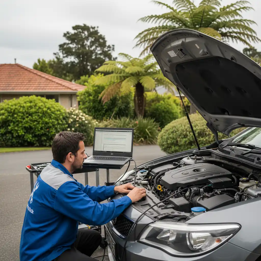 Mobile mechanic diagnosing an engine in Auckland