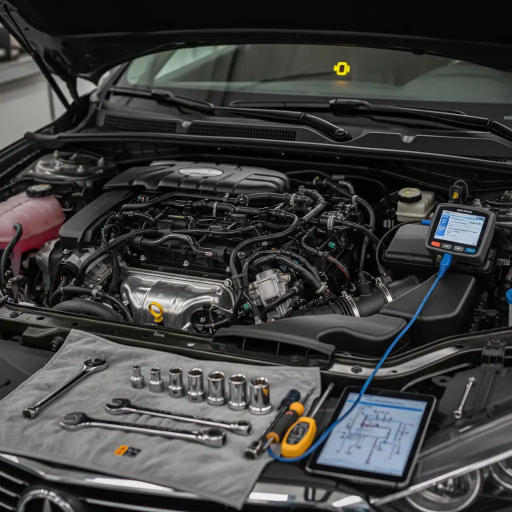 Car engine misfire symptoms and diagnostic process