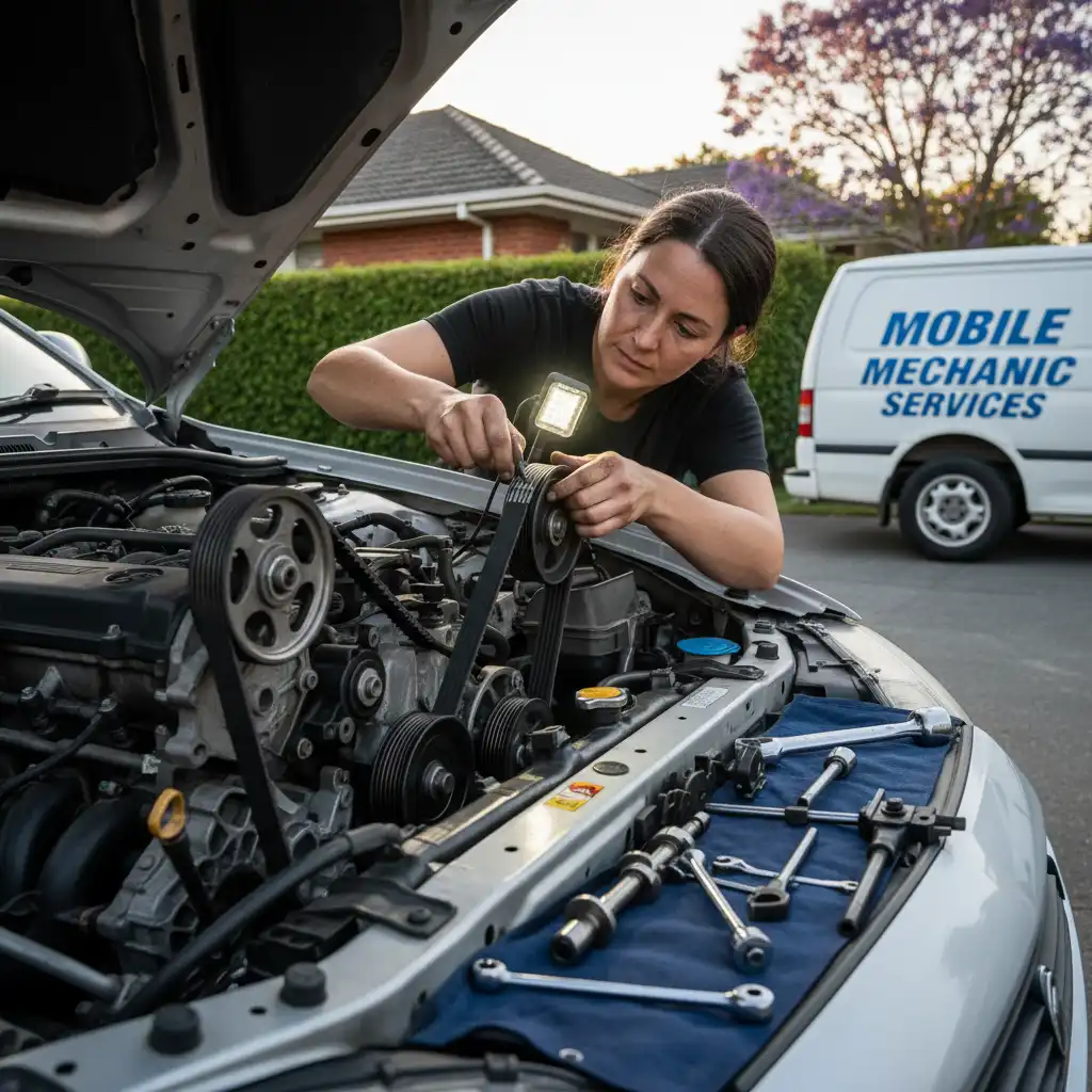 Mobile mechanic replacing a timing belt in Auckland