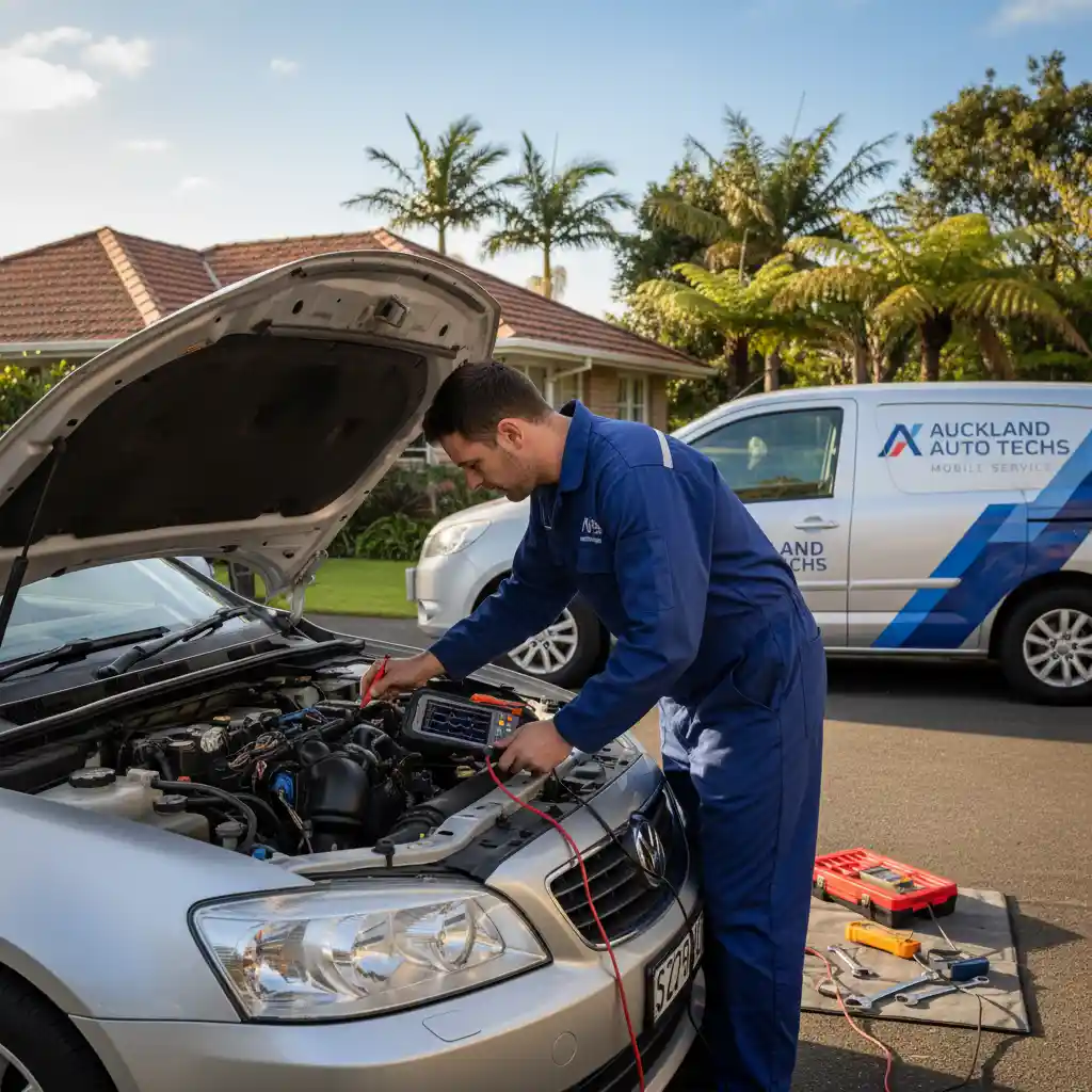 Auckland mobile mechanic diagnosing car engine