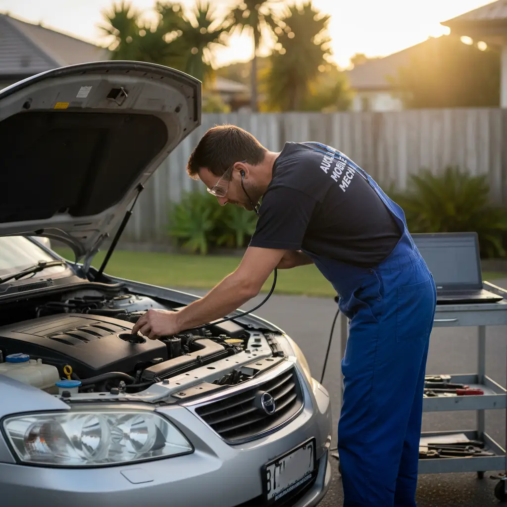 Auckland mobile mechanic diagnosing engine rattle