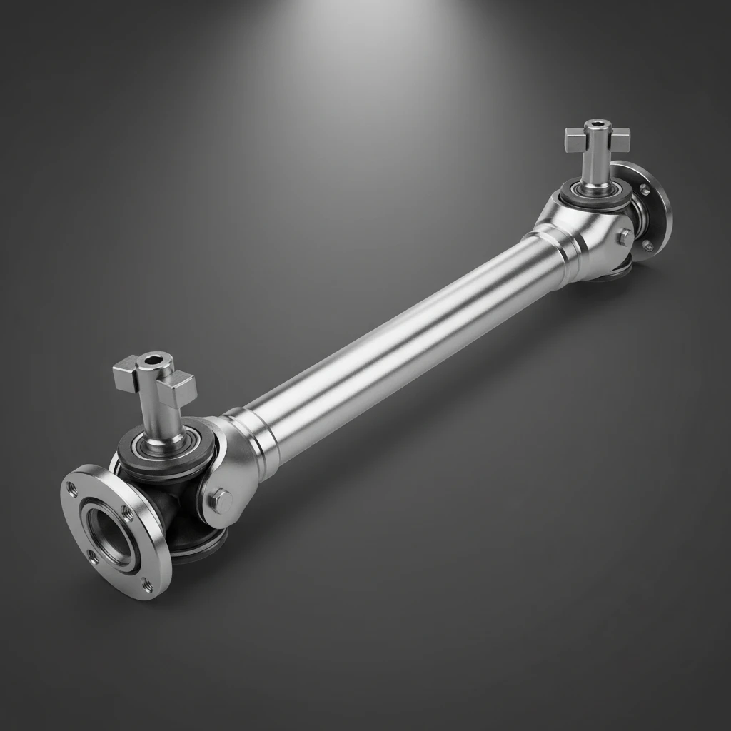Illustration of a robust automotive driveshaft with universal joints