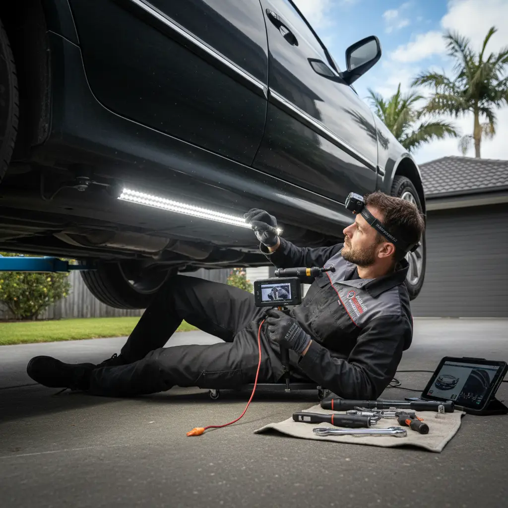 Undercarriage inspection by mobile mechanic