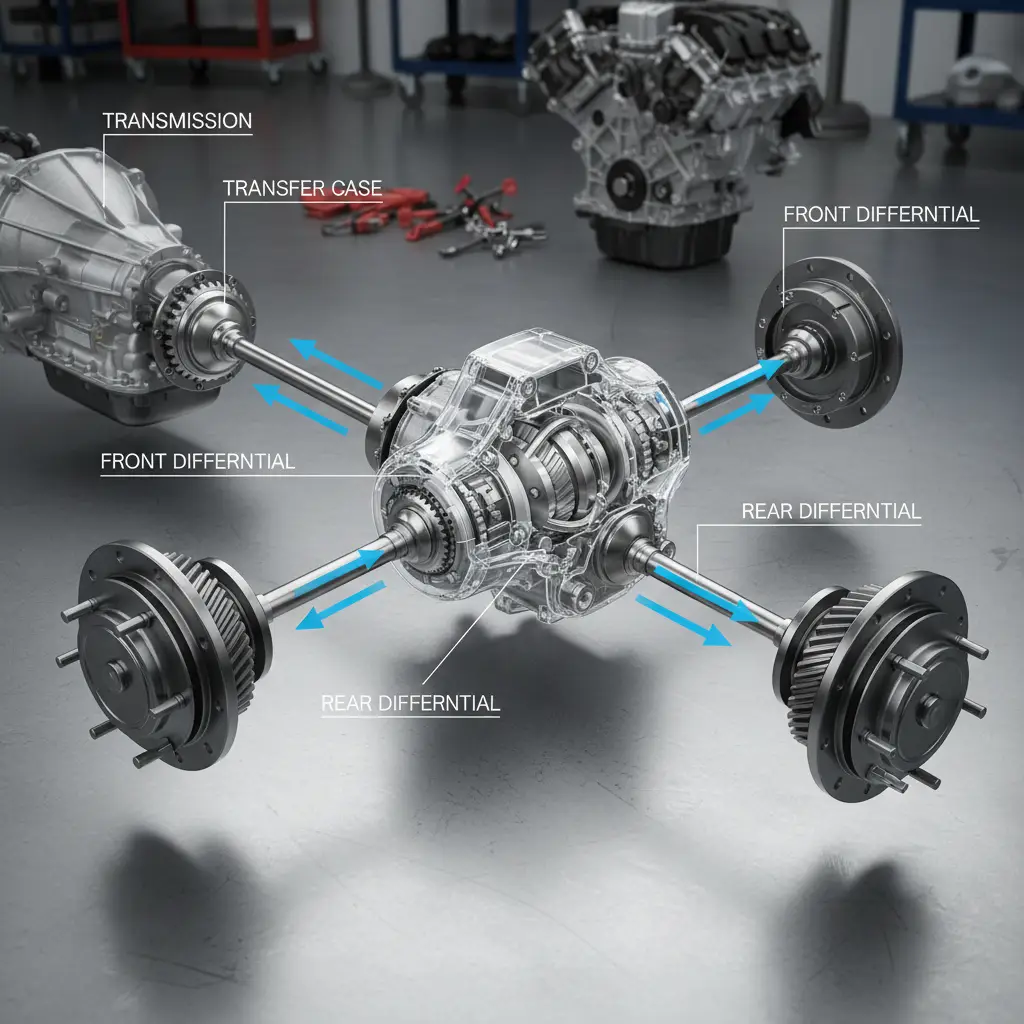 Diagram of an All-Wheel Drive system components