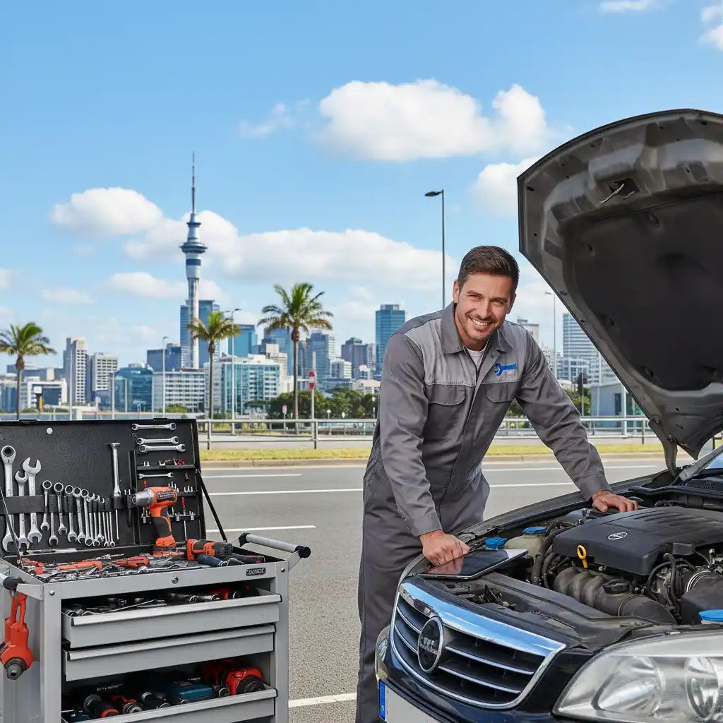 Mobile mechanic performing engine repair in Auckland