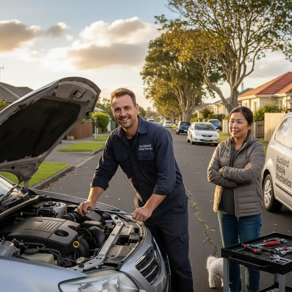 Auckland mobile mechanic providing roadside assistance for a car