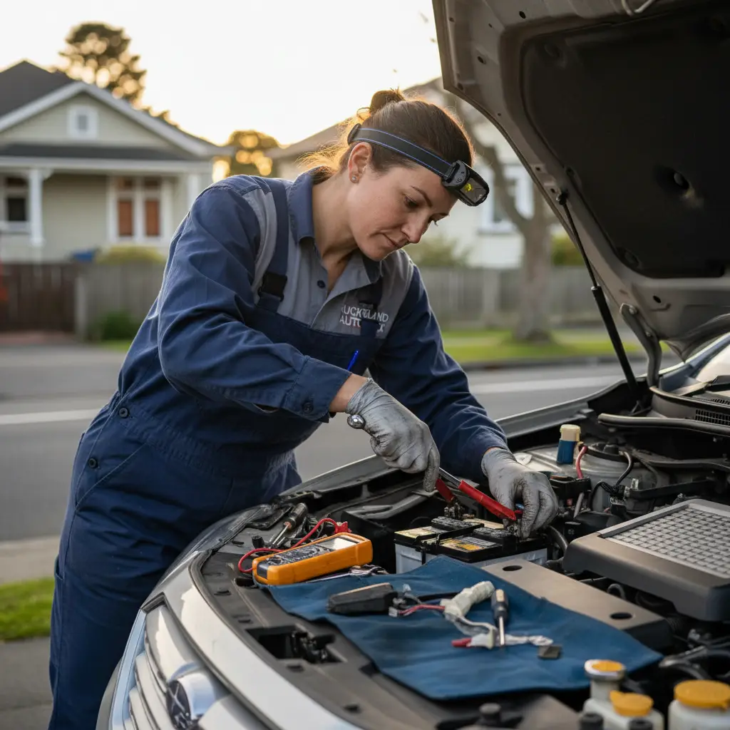Car battery re-connection after electrical repair Auckland