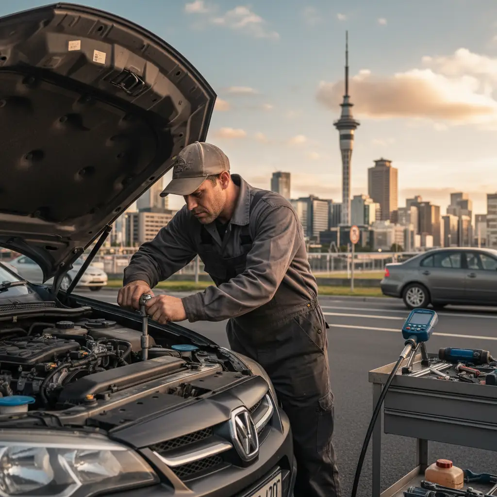 Mobile mechanic performing vehicle-specific repair in Auckland