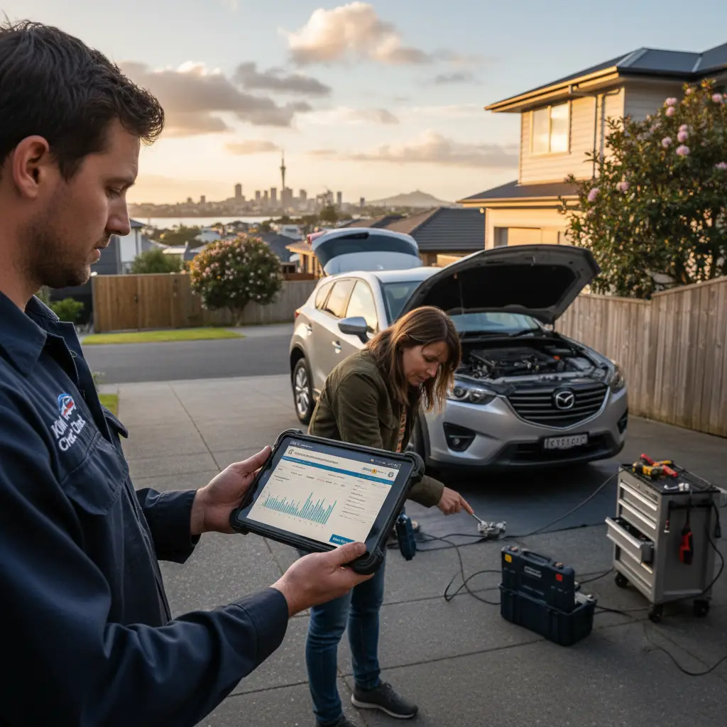 Pre-purchase inspection report demonstration by mobile mechanic