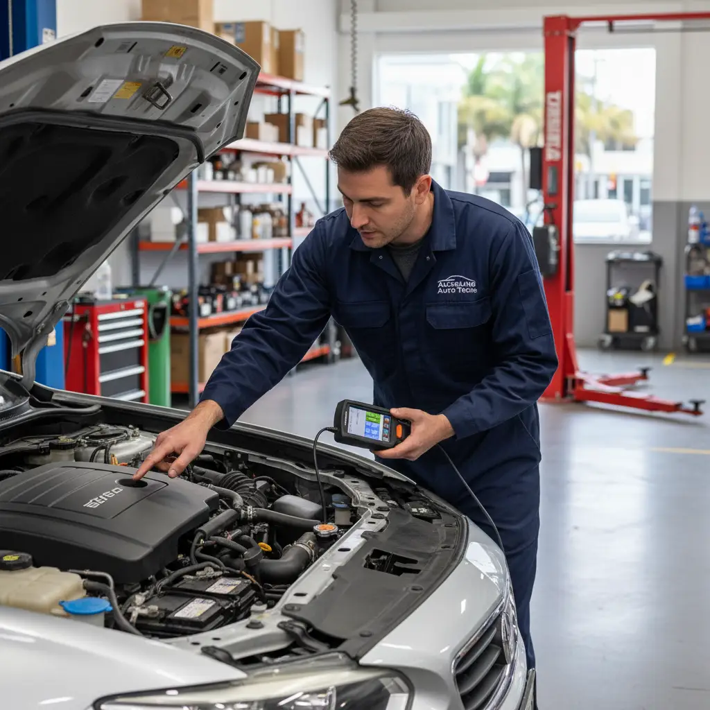 Auckland mechanic performing check engine light diagnosis