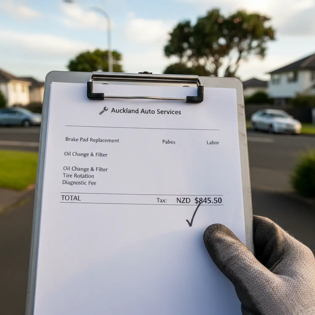 Detailed transparent mechanic invoice