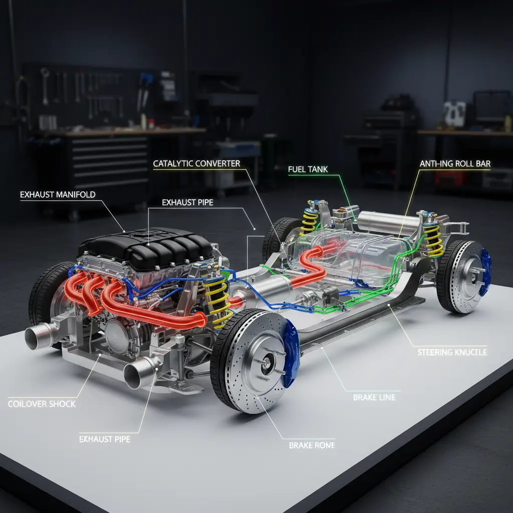 3D cutaway of car systems