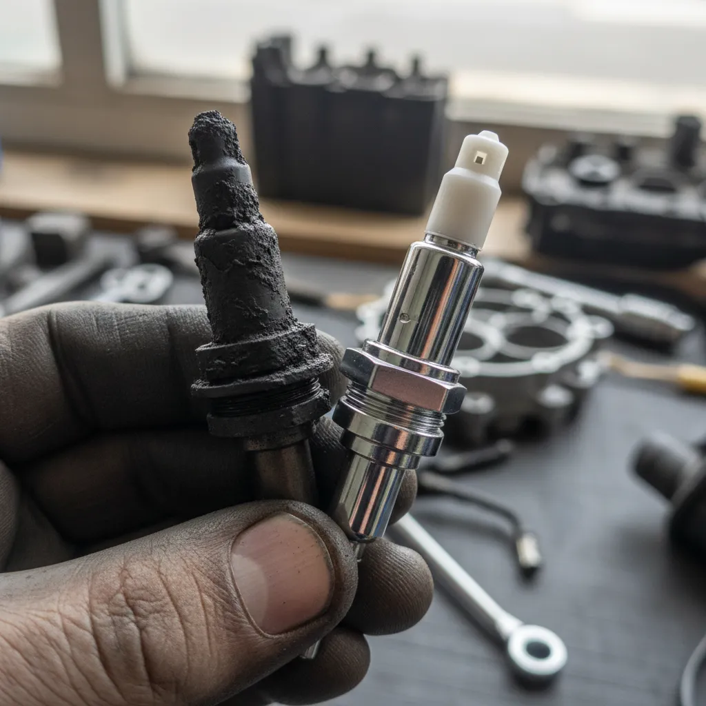 Comparison of clean and dirty engine sensors causing fault codes