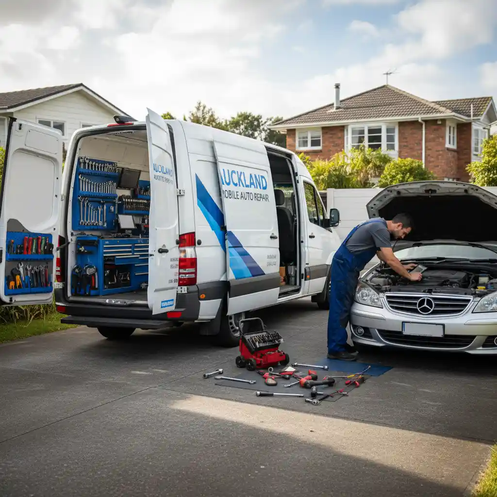 Auckland mobile mechanic performing vehicle maintenance