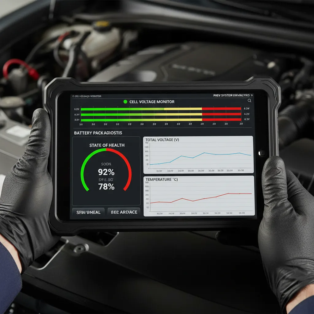 PHEV battery diagnostic scan tool screen