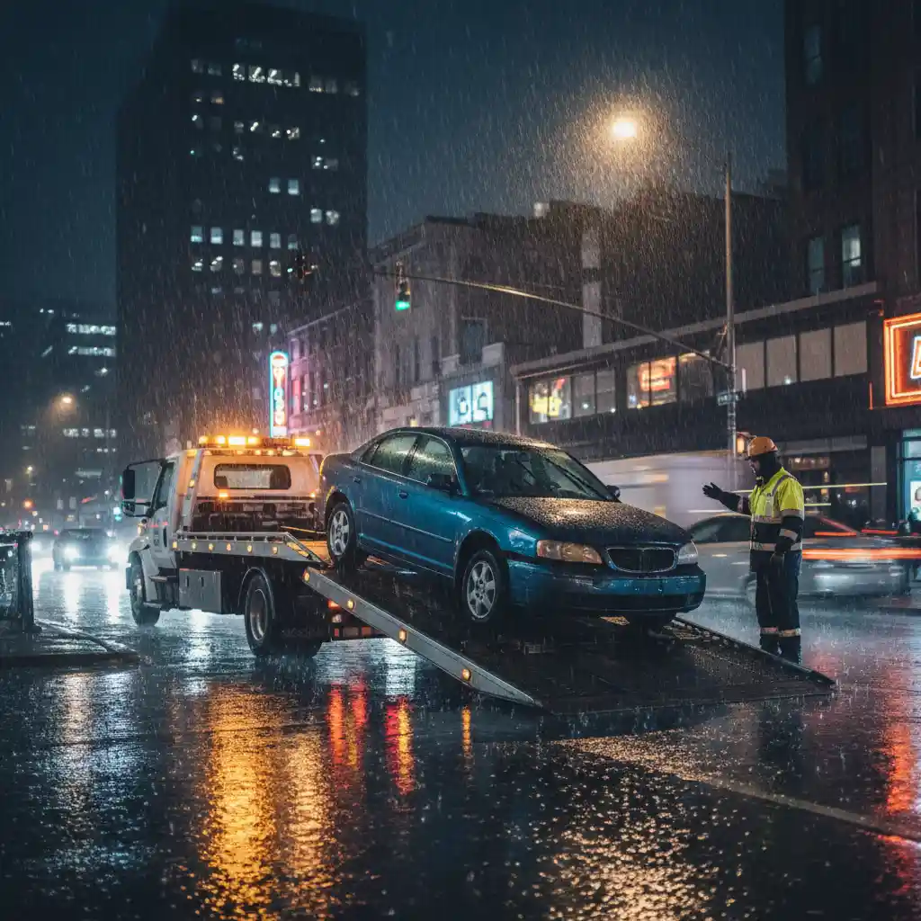 Flatbed tow truck recovering a vehicle in Auckland