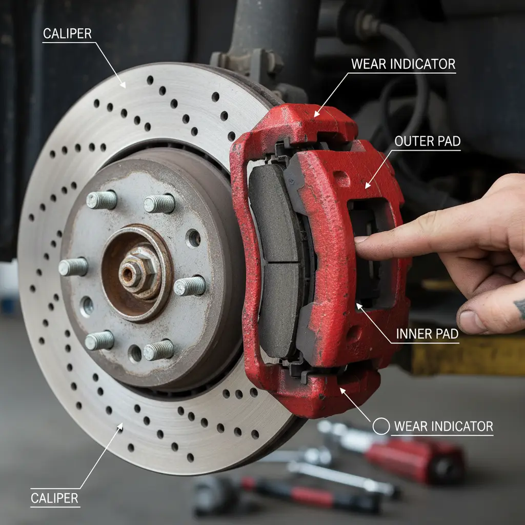Diagram of vehicle disc brake system components