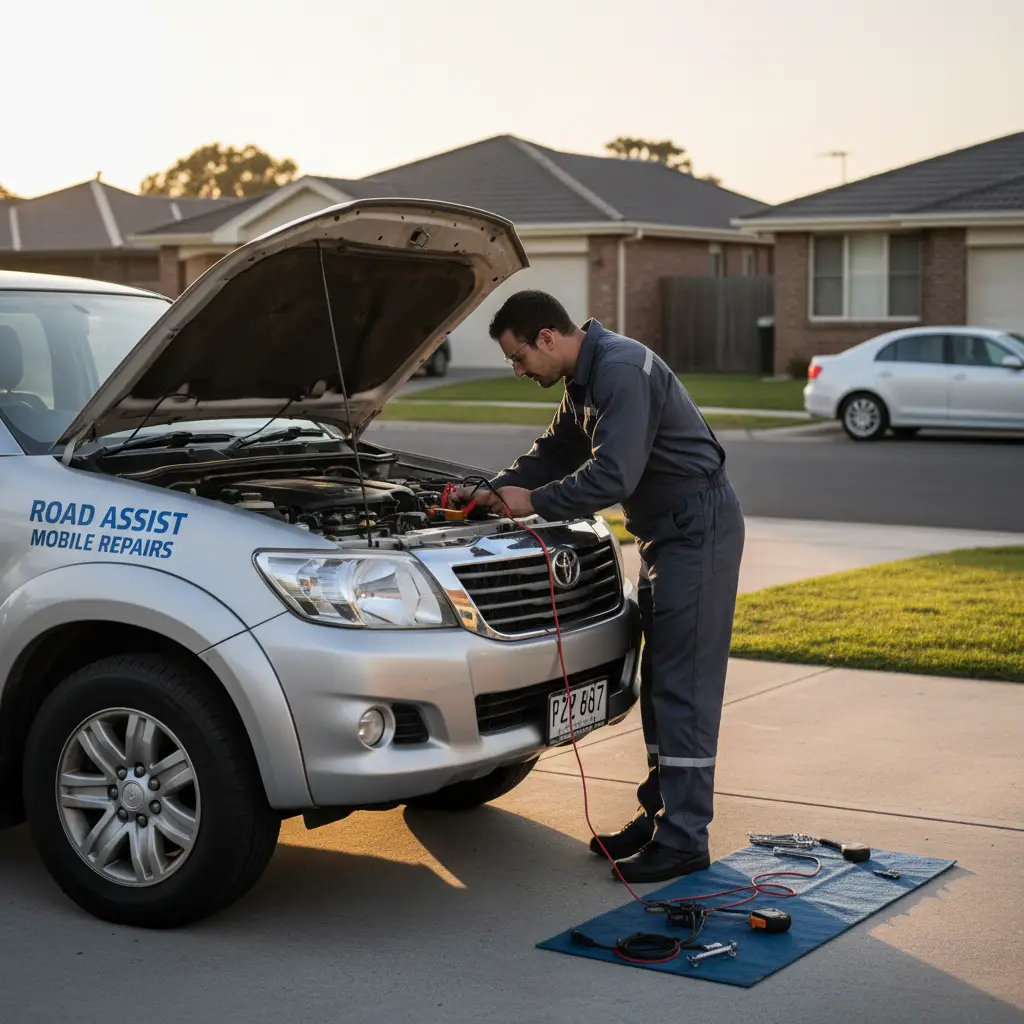 Mobile mechanic testing Toyota Hilux electrical system in Auckland