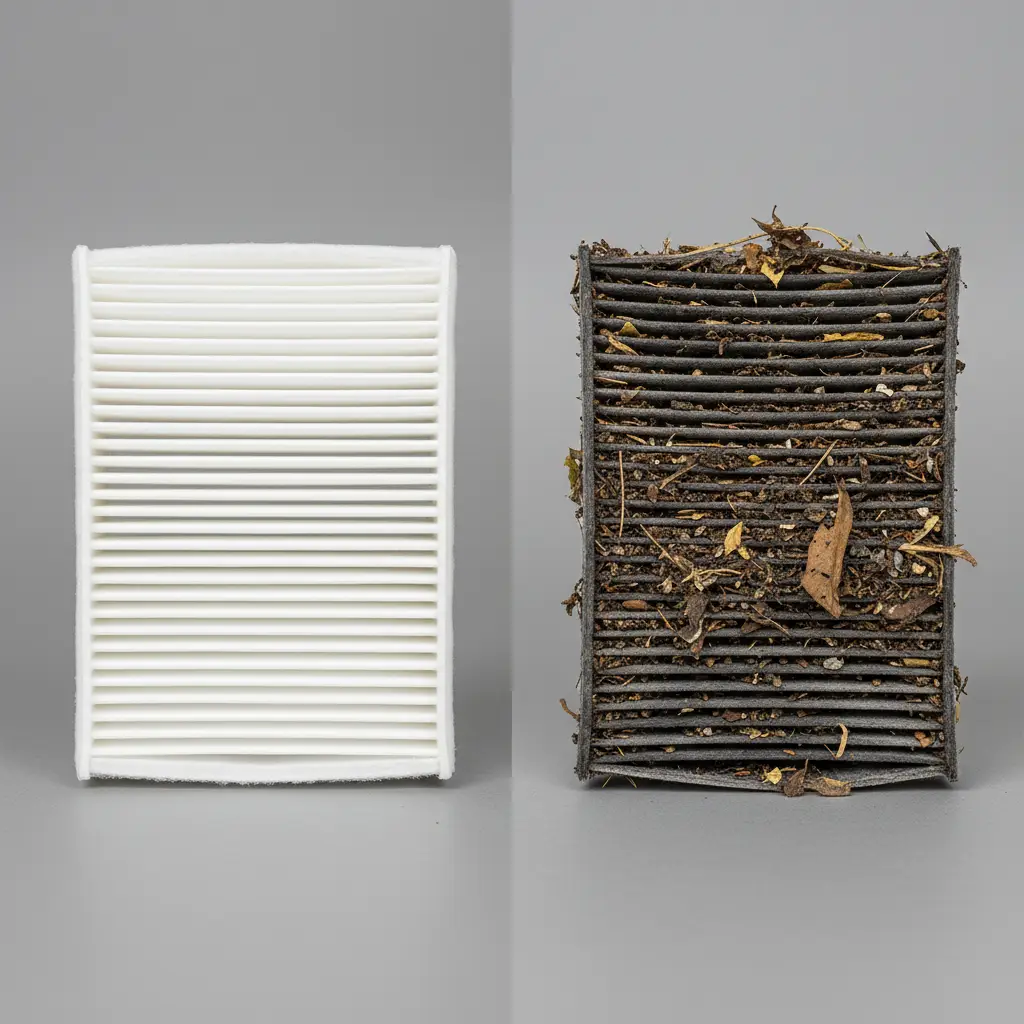 Comparison of clean vs dirty car air filter