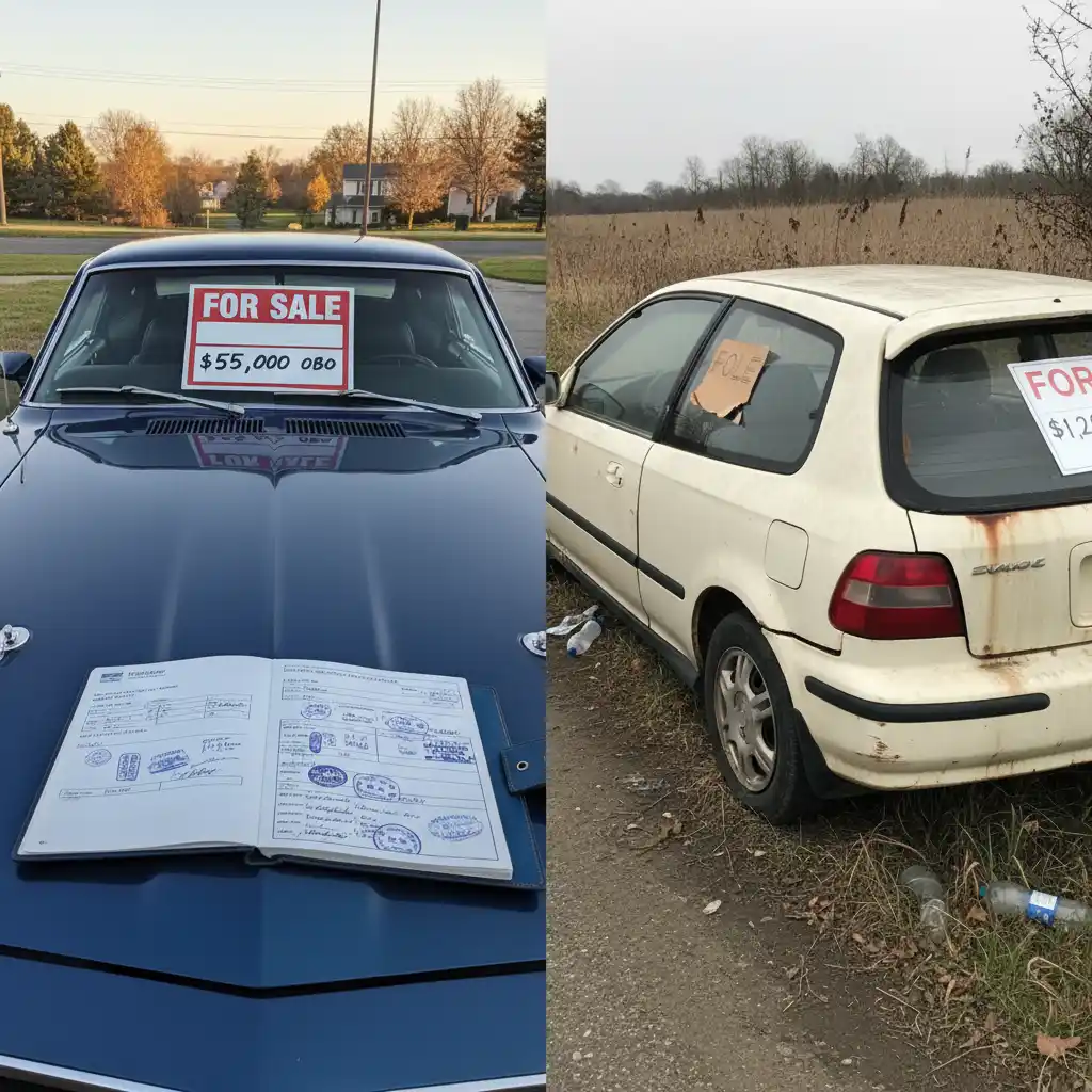 Comparison of car resale value with and without service history