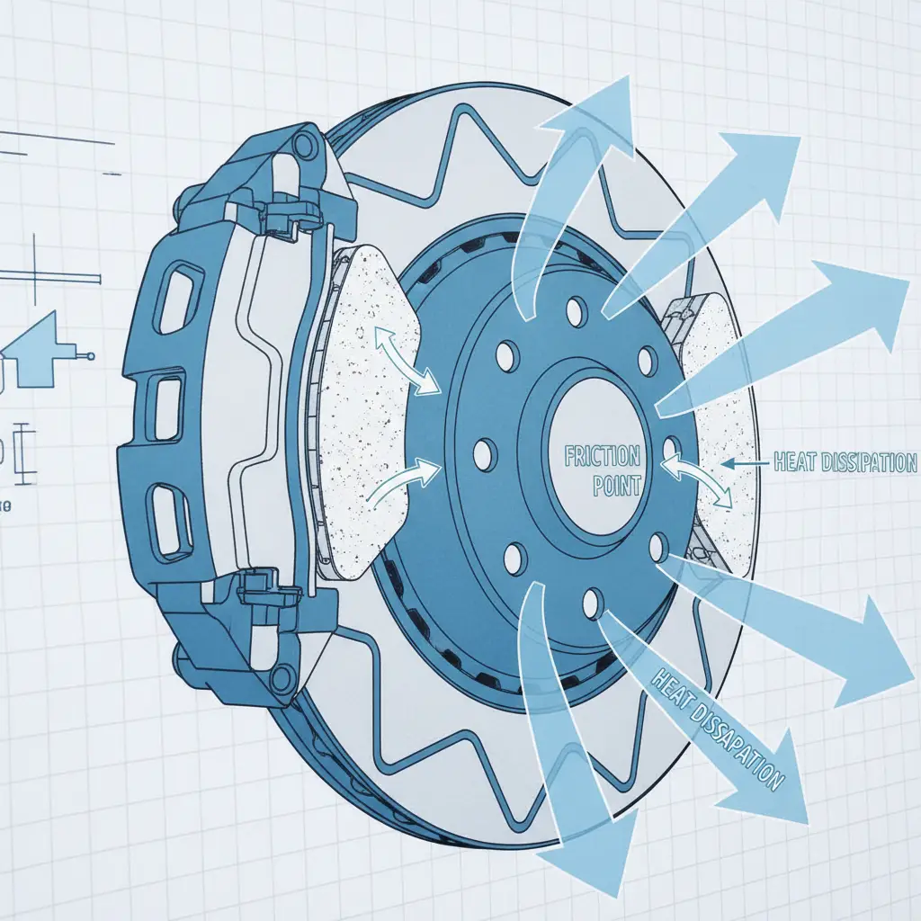 Technical diagram of brake system heat dissipation