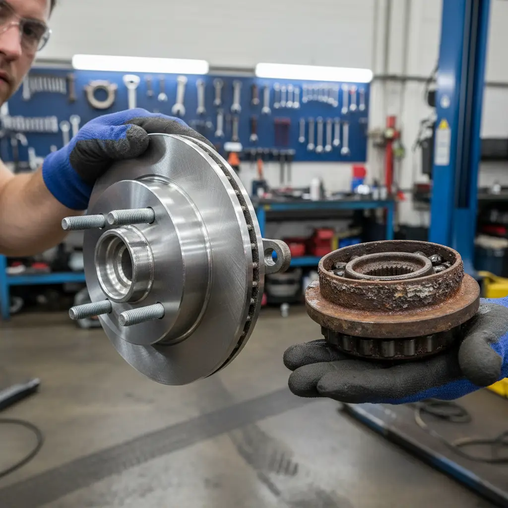 Comparison of a new wheel hub assembly versus a worn-out bearing
