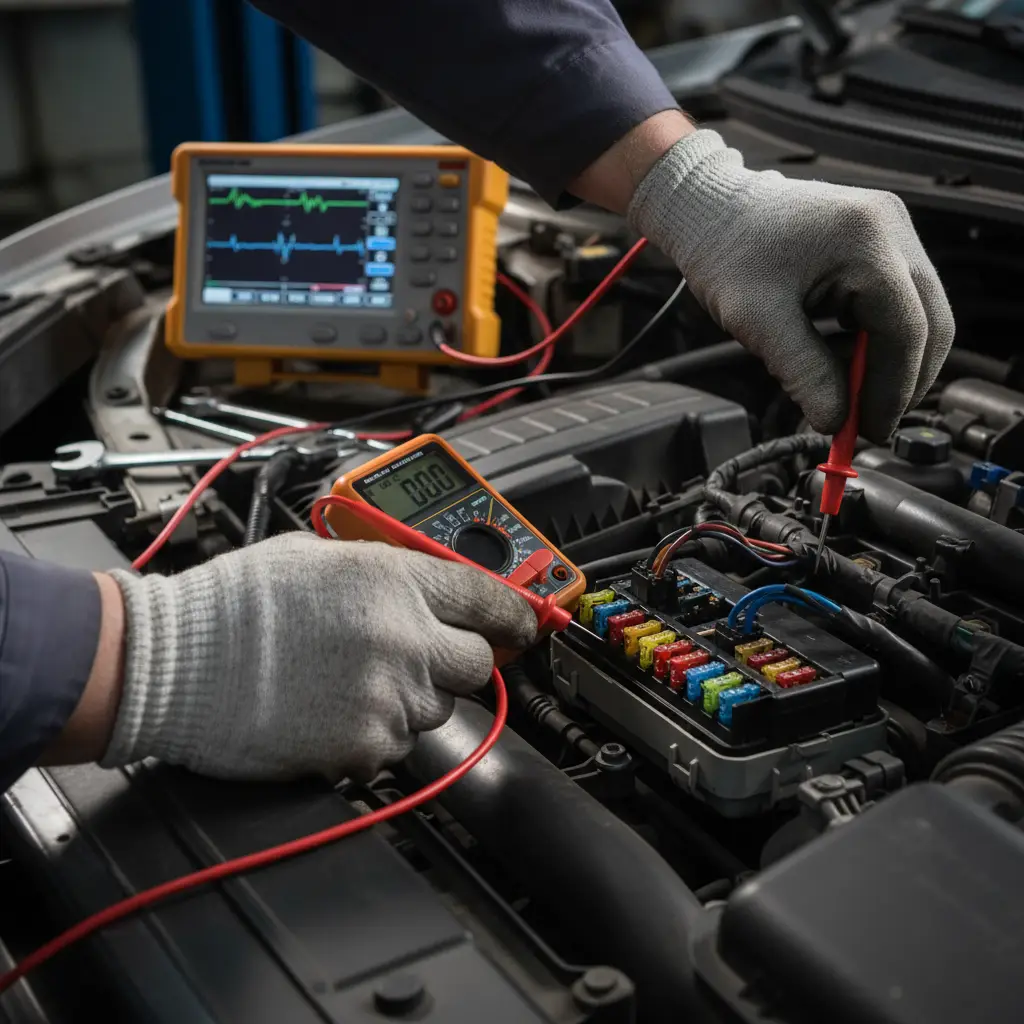 Automotive electrical fault finding with multimeter