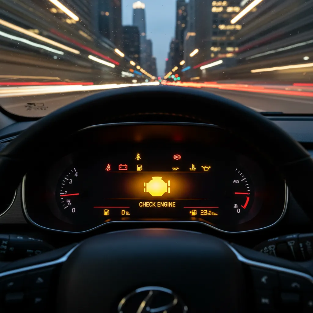 Dashboard check engine light warning