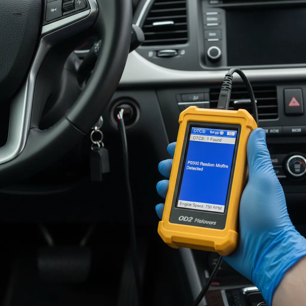 OBD2 scanner displaying error codes